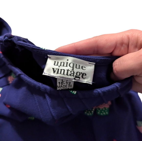 Unique Vintage Cupcake Cherry Short Sleeve Fit And Flare Navy Blue Midi Dress - Picture 7 of 8